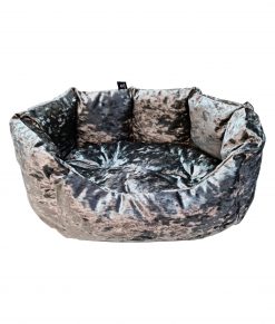 Dark Silver Crushed Velvet Oval Lazy Bed